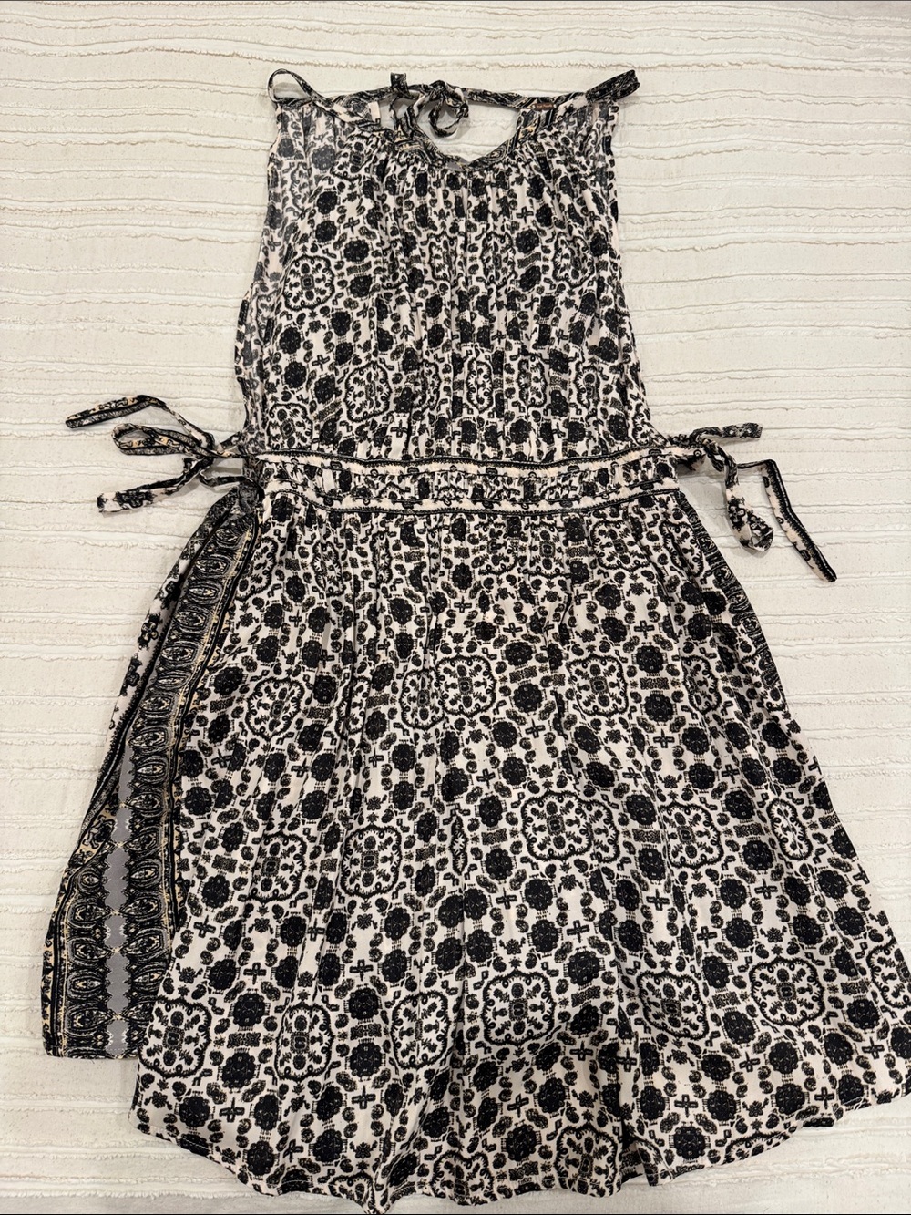 Free People Black and White Floral Print Sleeveless Dress